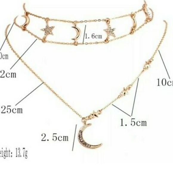 2 Left! New! ☆ HP! Star & Crescent Moon Multi-Layered Necklace - Picture 5 of 5